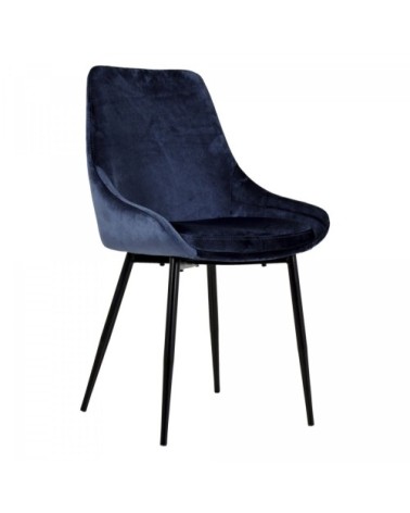 Lot de 2 chaises en velours style moderne bleu