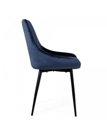 Lot de 2 chaises en velours style moderne bleu