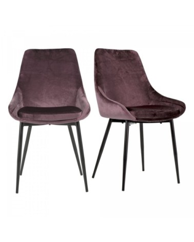 Lot de 2 chaises en velours style moderne rose
