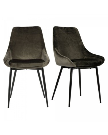 Lot de 2 chaises en velours style moderne taupe