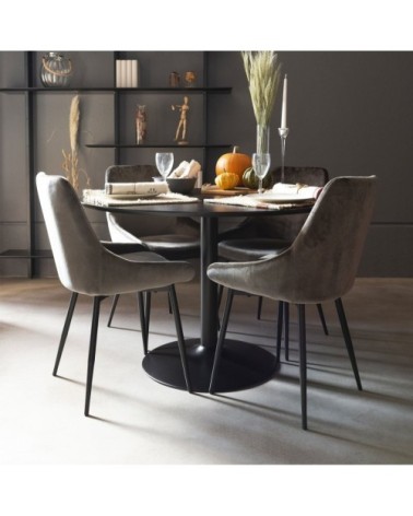 Lot de 2 chaises en velours style moderne taupe