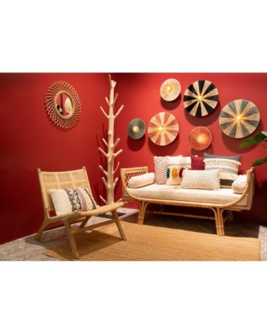 Coussin en coton multicolore à franges 30 x 50 cm