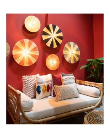 Coussin en coton multicolore à franges 30 x 50 cm