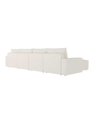 Canapé panoramique fixe 6 places en tissu beige
