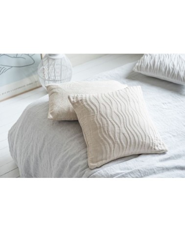 Housse de coussin en coton motifs en relief crème 40x40