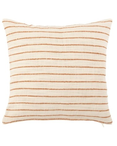 Housse de coussin en coton recyclé motifs jeu de rayures écrus et noir charbon 40x40