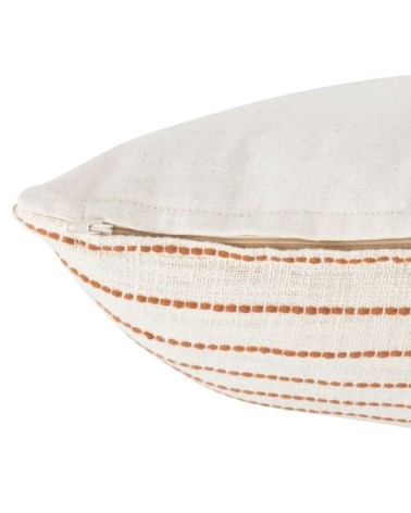 Housse de coussin en coton recyclé motifs jeu de rayures écrus et noir charbon 40x40