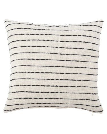 Housse de coussin en coton recyclé motifs à rayures écrues et ocre 40x40