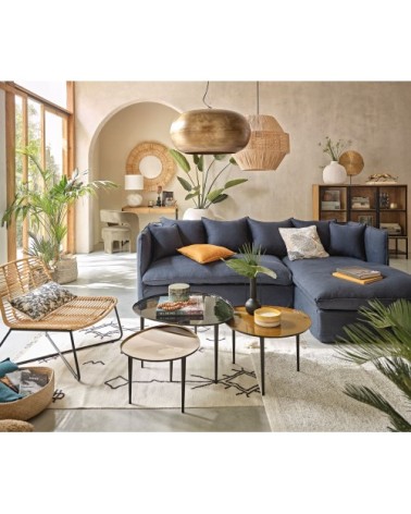 Tapis en coton recyclé tufté gris et blanc 140x200