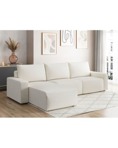 Canapé d'angle réversible 4 places tissu beige