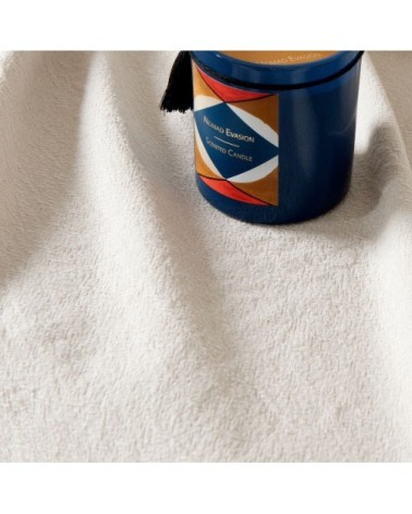 Nappe en coton beige à franges 140x240