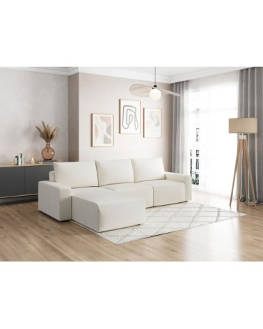 Canapé d'angle réversible 4 places tissu beige