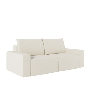 Canapé droit fixe 2 places en tissu beige