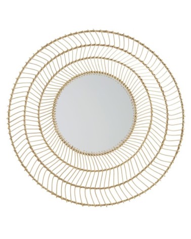 Miroir rond en rotin tressé marron D117