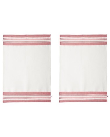 Lot de 2 torchons en pur lin en rouge 50x75