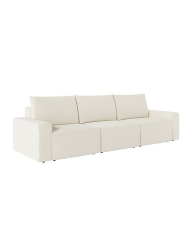 Canapé droit fixe 3 places en tissu beige