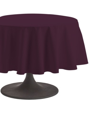 Nappe en coton traitee teflon aubergine 180x180