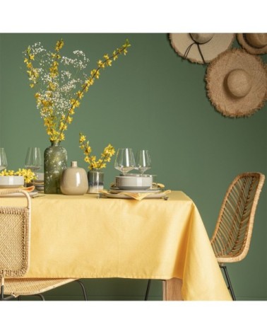 Nappe en coton traitee teflon jaune mais 180x180