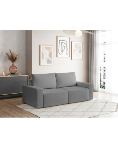 Canapé droit fixe 2 places en tissu gris