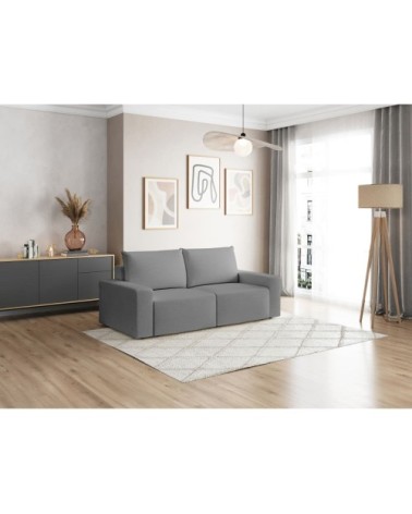 Canapé droit fixe 2 places en tissu gris