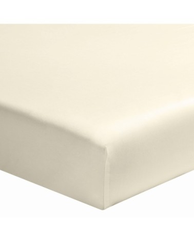 Drap housse uni en coton, craie 160x200