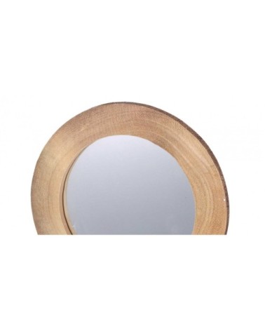 Miroir décoratif à poser rondin de bois et métal noir 30x41,5