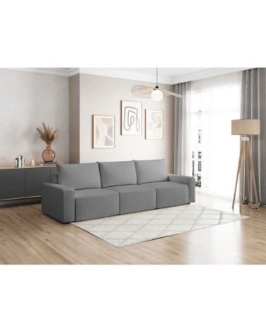 Canapé droit fixe 3 places en tissu gris