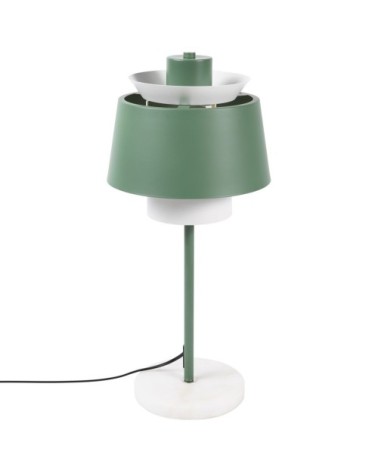 Lampe de table en fer vert de gris avec socle en marbre