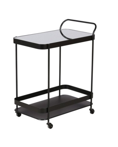 Desserte en métal noir avec plateau verre