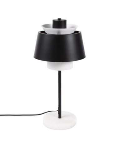 Lampe de table en fer noir et blanche et socle en marbre