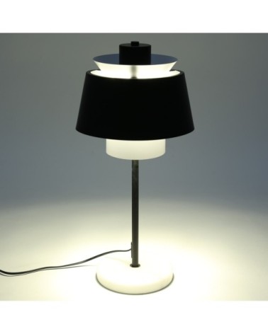 Lampe de table en fer noir et blanche et socle en marbre