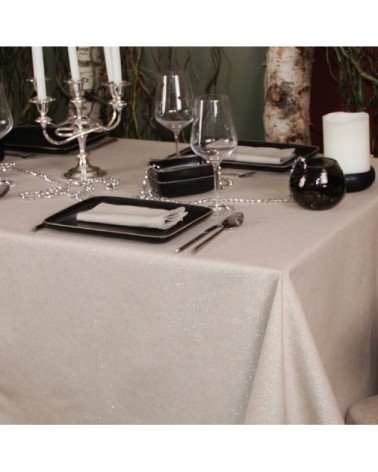 Nappe unie à paillettes coton lino 150 x 150