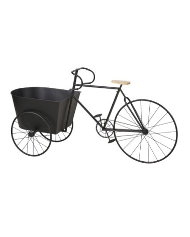 Jardinière vélo en métal noir et bois de sapin