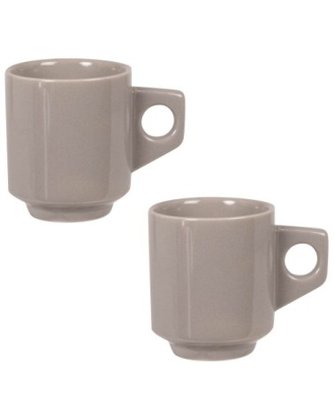 Tasse géométrique en grès gris clair