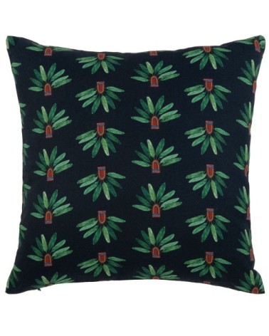 Housse de coussin en coton rouge et bleu marine, 40x40