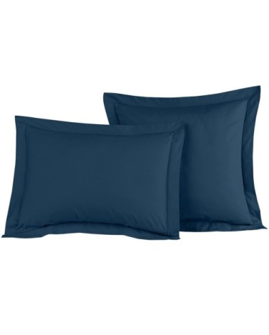 Lot de 2 taies d'oreiller en percale de coton indigo 65x65 cm