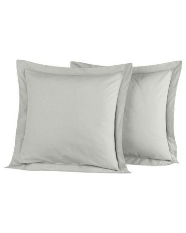 Lot de 2 taies d'oreiller en percale de coton gris perle 65x65 cm