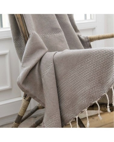 Plaid coton taupe 130x170