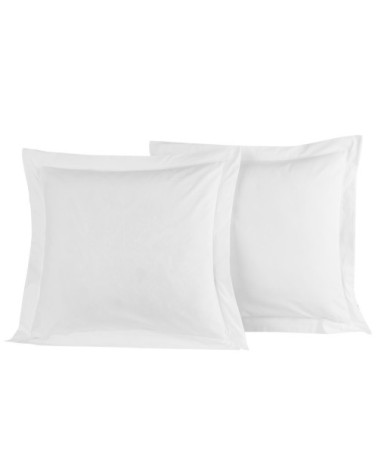 Lot de 2 taies d'oreiller en percale de coton blanc 65x65 cm