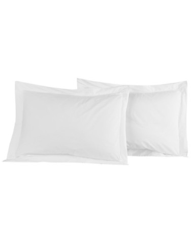 Lot de 2 taies d'oreiller en percale de coton blanc 50x70 cm