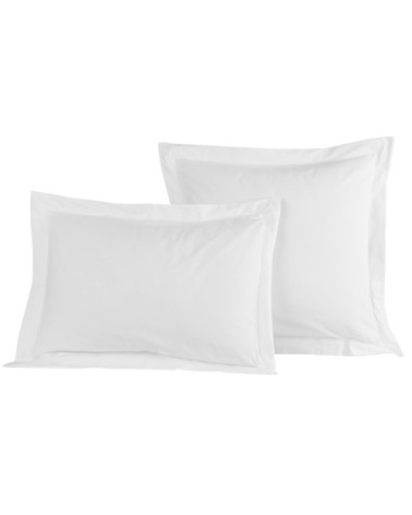 Lot de 2 taies d'oreiller en percale de coton blanc 50x70 cm