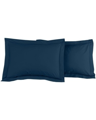 Lot de 2 taies d'oreiller en percale de coton indigo 50x70 cm