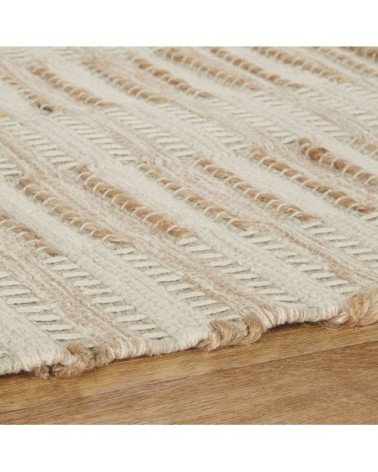 Tapis en coton recyclé et jute beiges et écrus 140x200