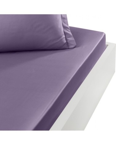 Drap housse en percale de coton Pourpre 180x200 cm