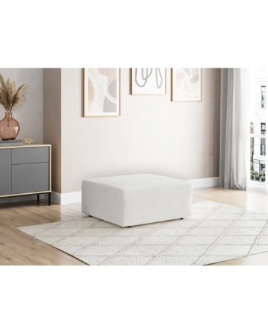 Pouf en tissu bouclette - blanc