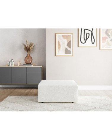Pouf en tissu bouclette - blanc