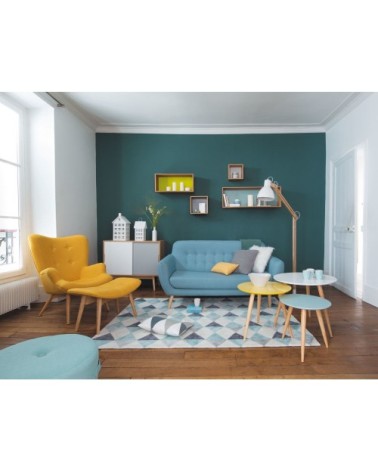 Pouf repose-pieds style scandinave jaune