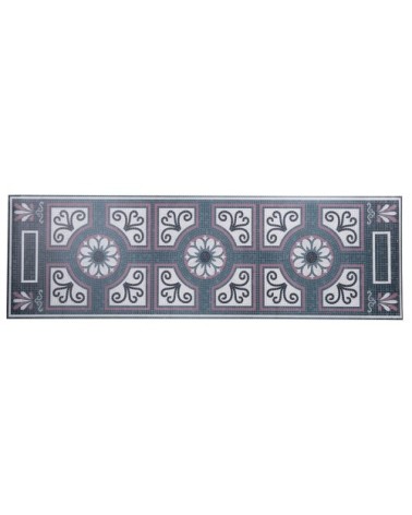 Tapis en vinyle imprimé floral vert terracotta et blanc 60x199