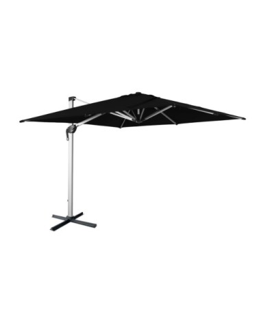 Parasol déporté en aluminium et toile en agora noir 3x3m