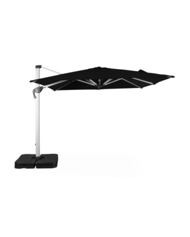 Parasol déporté en aluminium et toile en agora noir 3x3m